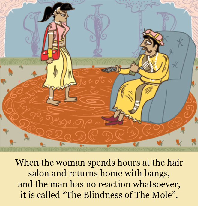 Cuando la mujer pasa horas en la peluquería y vuelve a casa con flequillo, y el hombre no tiene reacción, esto se llama 