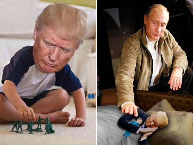 Trump hizo una foto como un niño pequeño.