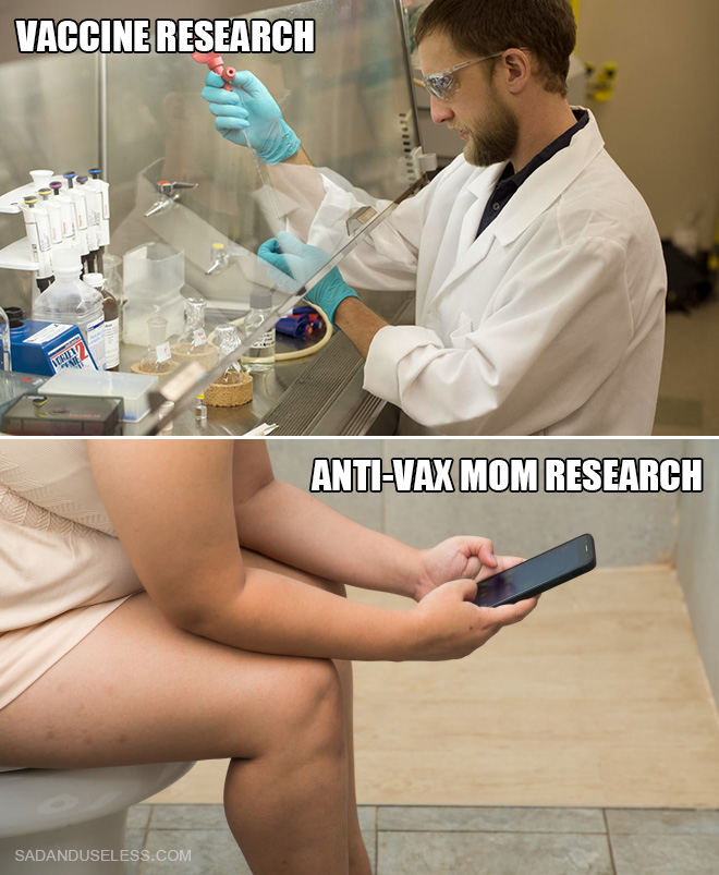 ¿En quién confiarías? ¿Un verdadero científico o una madre anti-vax sentada en el baño mirando su teléfono?