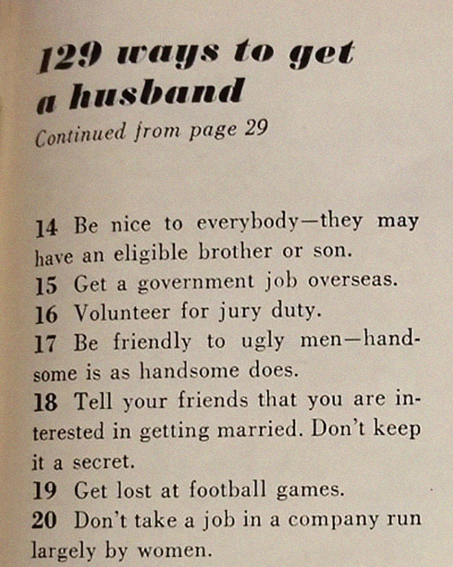 Cómo conseguir un esposo según la revista 1958.