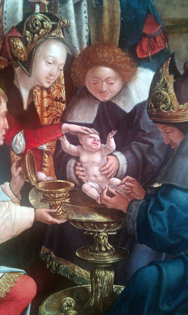 Bebé feo en pintura renacentista.