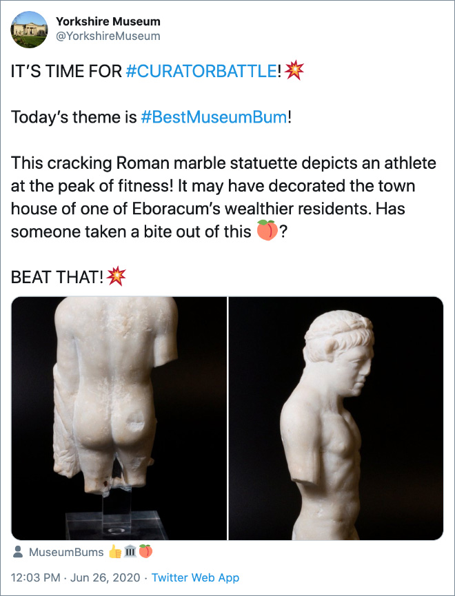 ¡Esta nítida estatuilla romana de mármol representa a un atleta en la cima de su forma! Pudo haber decorado la casa de uno de los residentes más ricos de Eboracum. ¿Alguien lo ha mordido?