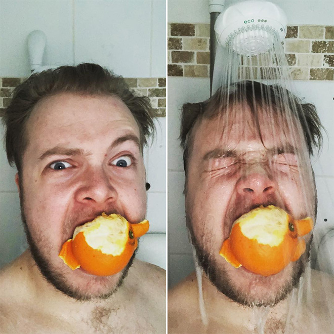 Ducharse con naranjas.