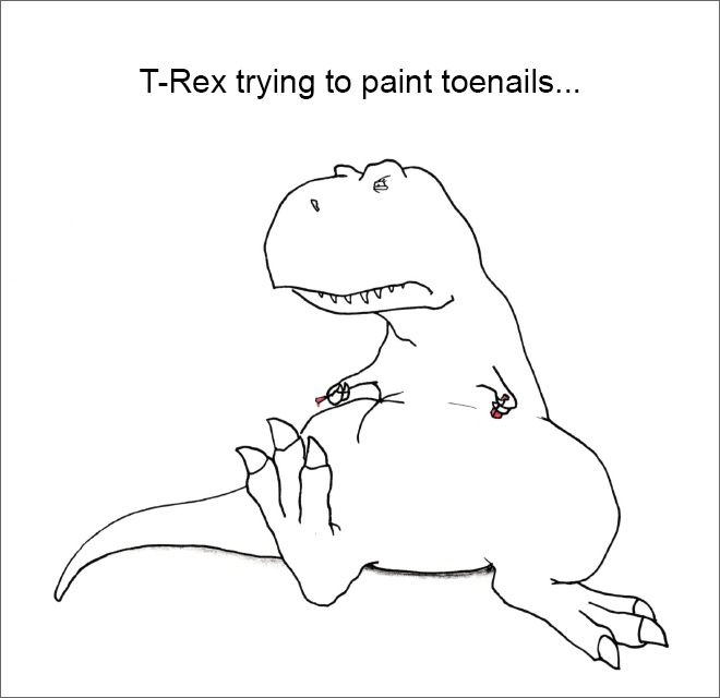 T-Rex tratando de pintarse las uñas...