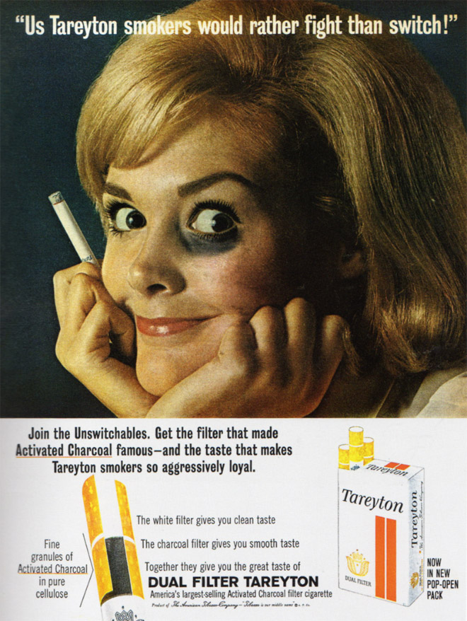 Loco anuncio de tabaco vintage.
