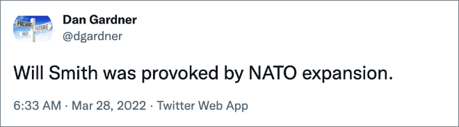 Will Smith fue provocado por la expansión de la OTAN.