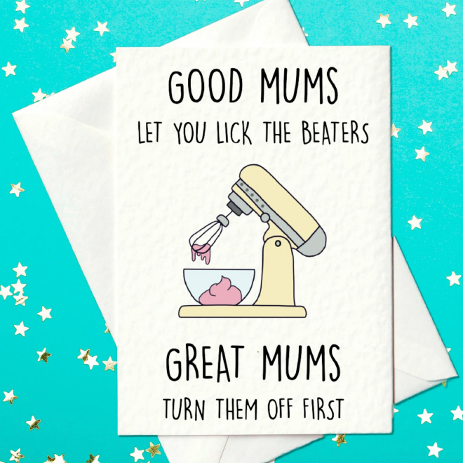 Divertida tarjeta del día de la madre.