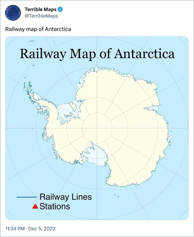 Mapa ferroviario de la Antártida